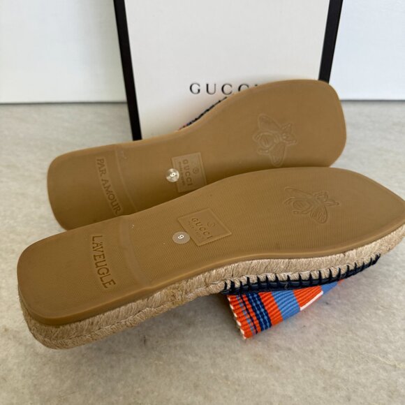 Gucci 772867 men’s Cloth Espadrille Sandals Shoes, sz Gucci 9 & 10.5 - Picture 7 of 10